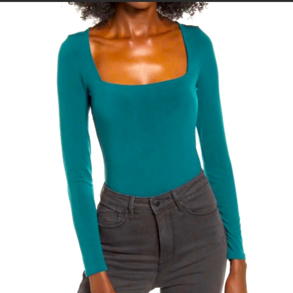 Leith NWT green square neck body suit